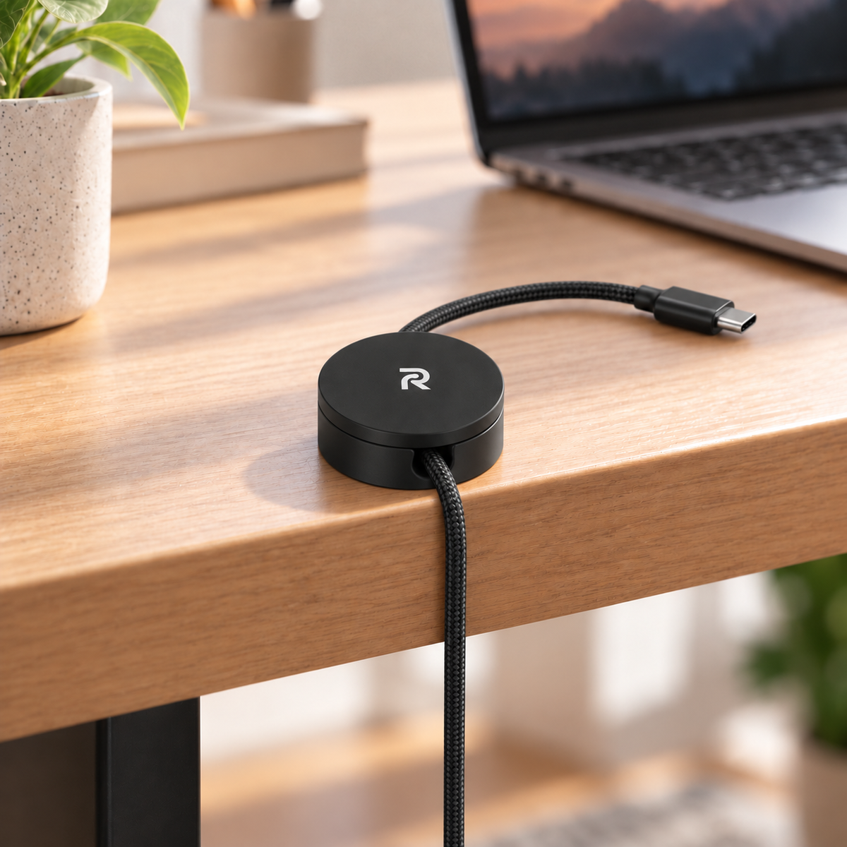 RYLONI Snap 360 con cavo USB-C continuo sulla scrivania